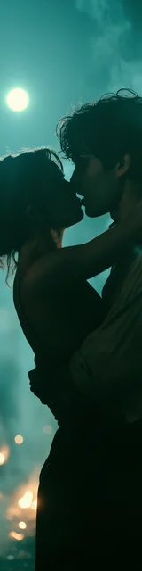 Free dark romance bookmark featuring a turquoise-toned kiss